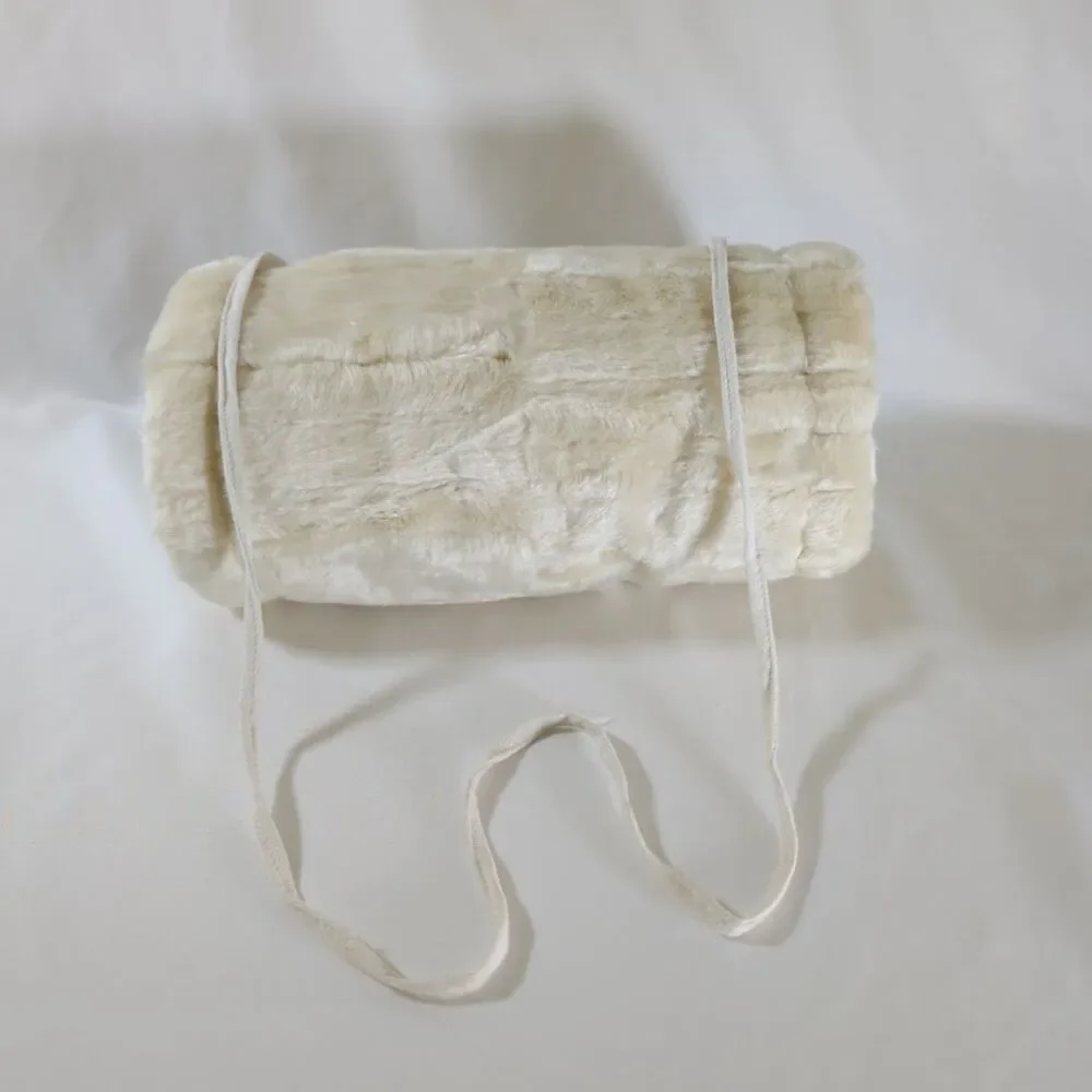 Isabella's Journey Ivory Faux Fur Hand Muff Neck Cord Winter Hand Warmer